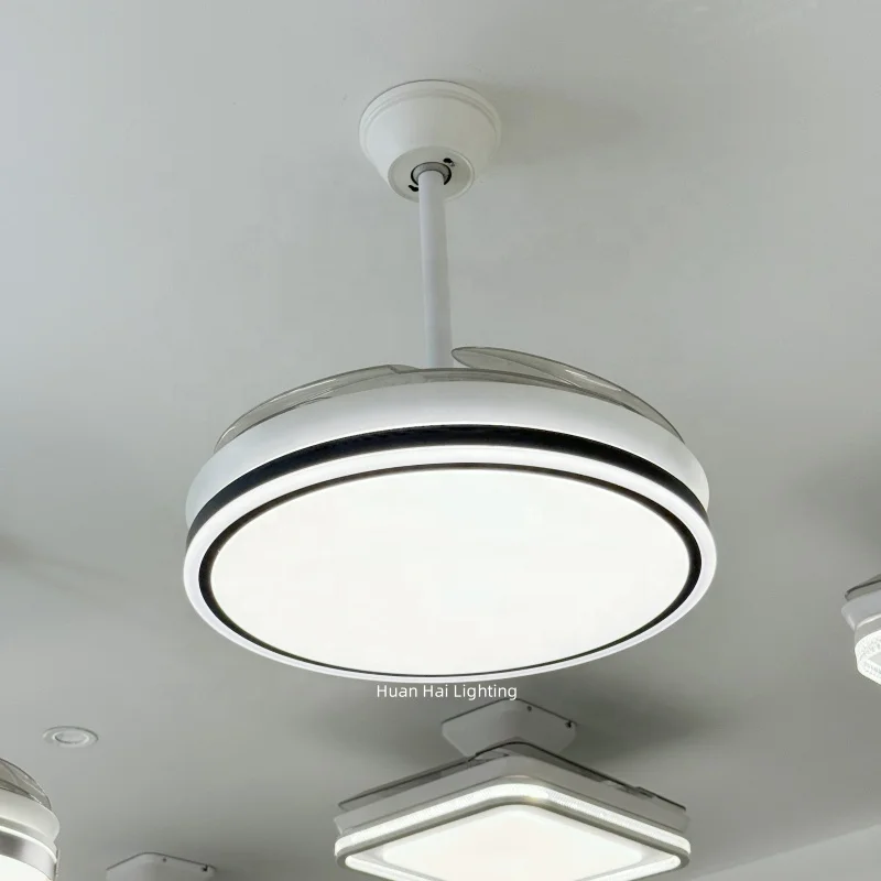 Bedroom Invisible Home Cooler High White Noise Real Electrical Dc 40w Retractable Ceiling Fan With Control