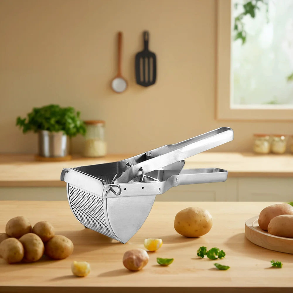 12-Inch Heavy-Duty Stainless Steel Potato Ricer Food Press Strainer for Fruit and Vegetables Versatile Potato Masher Tool