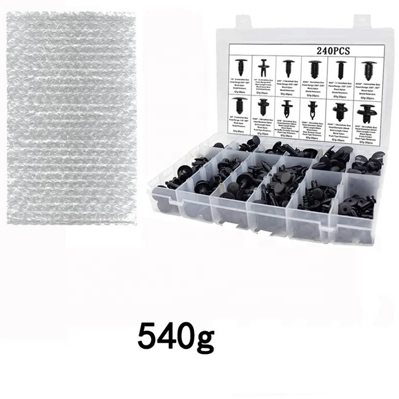 240 PCS Car Retainer Clips Auto Plastic Fasteners Kit Push Trim Pin Rivet Bumper