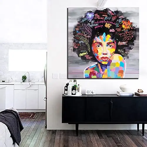 Morden Decoration Wall Street Poster Pop Art Handpainted Canvas Oil Paintings African American Black Art Graffiti Art Print
