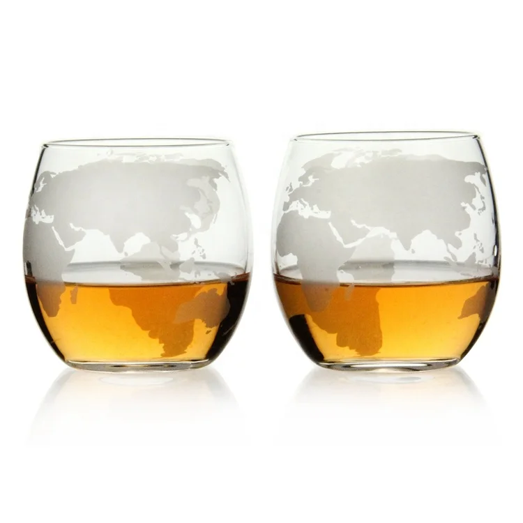 High quality Fancy whiskey decanter globe set Glass Globe decanter glass bar accessories with whiskey stone
