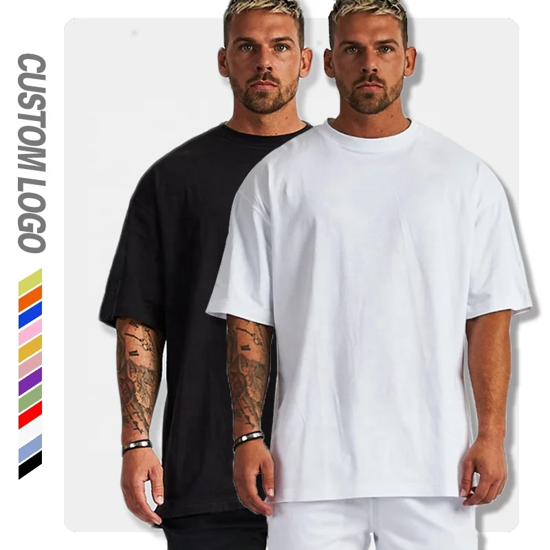 Hip Hop Muscle Fit Curved Hem White Cotton Custom Printing Logo Men T Shirt Casual Quantity Trend