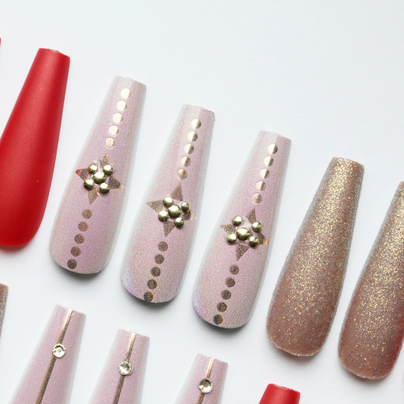 High quality 30pcs Fashion Colorful Diamond Luxury style False press on nail for woman Acrylic press on nail