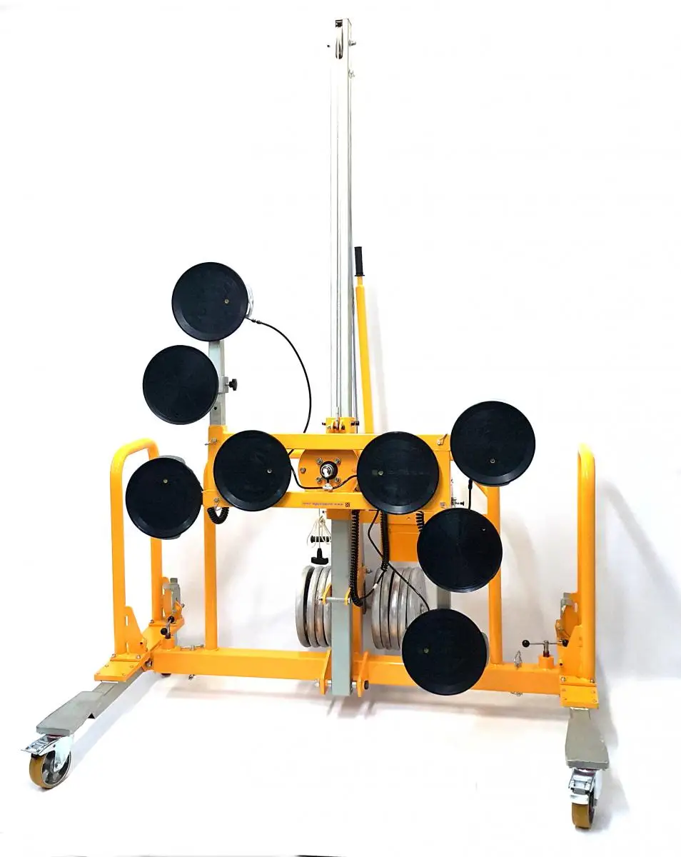 Manual Operating 150 KGS Glass Lifter Trolley with 2 Suction Cups for Glass Movement