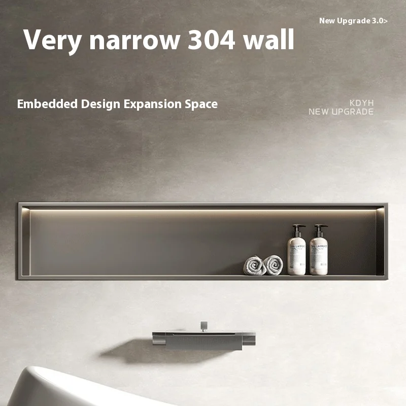 Fan Da 304 Stainless Steel Corner Niche Cabinet Partition Metal TV Rack Kitchen Bathroom Storage Finished Embedded Storage Rack