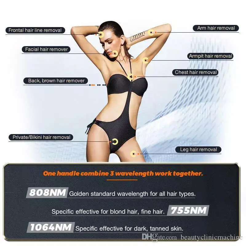 2023 New Beauty Equipment Ice Platinum Hair Removal Ice Titanium Diode Laser 755 808 1064/ 808 Diode Laser Hair Removal