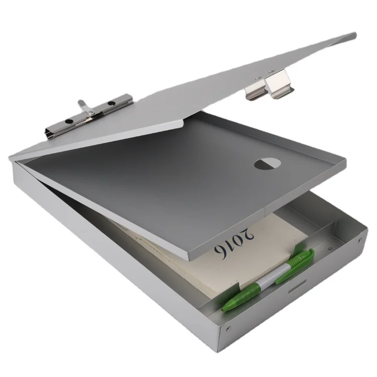 aluminum storage clipboard with dual compartment with small clip