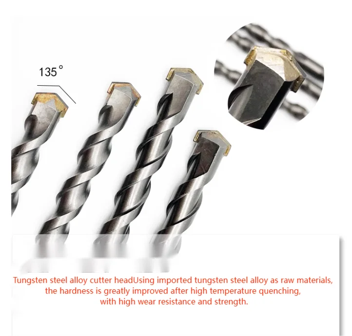 BOMI BMBB-31 milling tools  hss drill manufacturers Carbide Single Tip S4 Flute SDS Plus Hammer Drill Bit set
