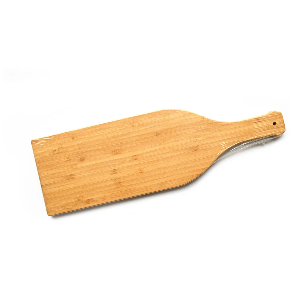 Wholesales Kitchen Personalized Custom Chopping Block Bamboo Serving Large Wine Bottle Shape Cutting Boards w/Handles