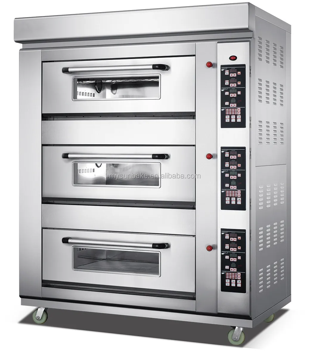 Factory Customized Luxury Three Deck 12 Tray Gas Deck Oven For Bread Cake Pizza