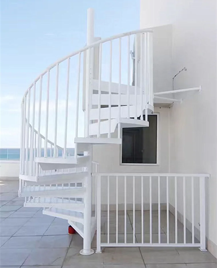 Easy installed villa Commercial glass step spiral staircase resident outdoor wood tread helical stairs/Outdoor stairs