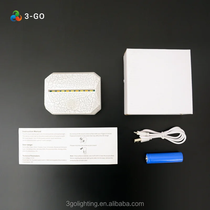 Rechargeable 3D night light crack base for acrylic led light 3d illusion lamp