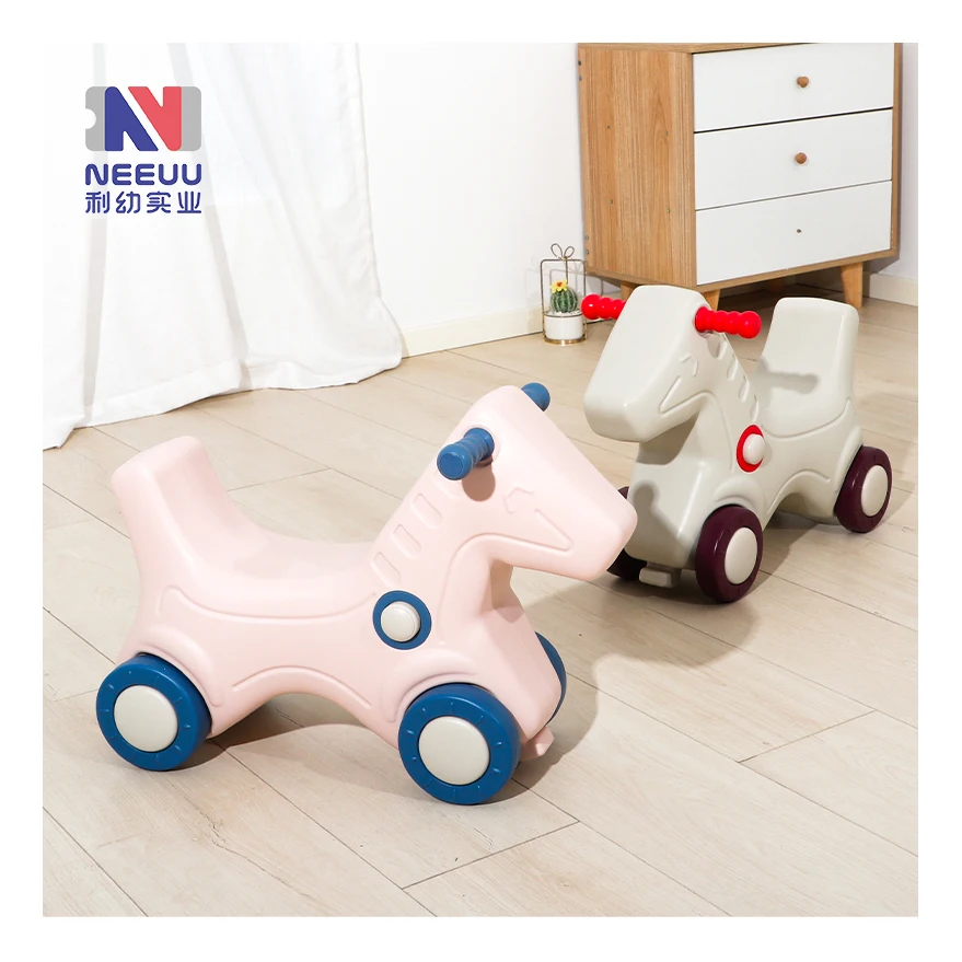 Factory direct sale 1MOQ cheap plastic baby animal rocking horse 3 in 1 children walker kids ride on animal toy with music