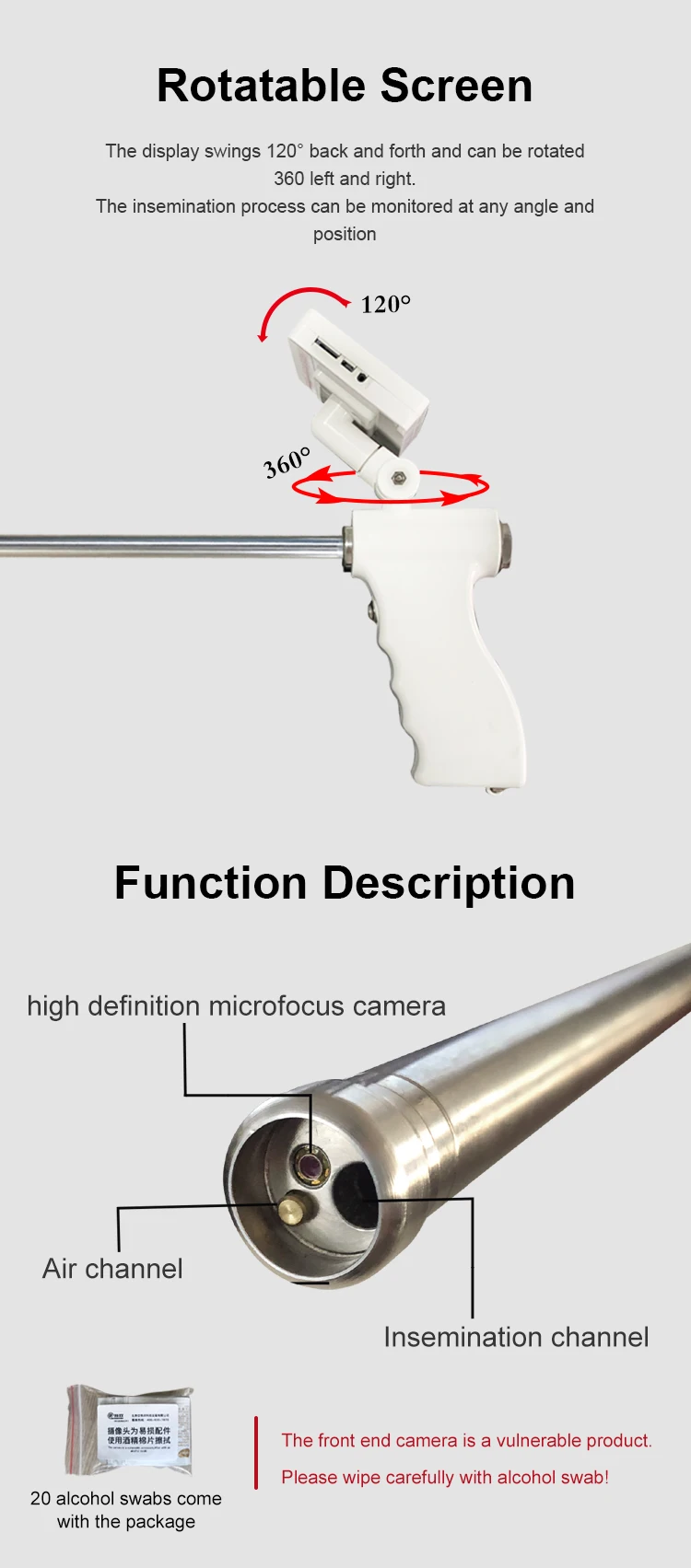 THR-AR300 Veterinary Insemination Instrument Ai Gun Artificial Insemination Gun with camera For Pig