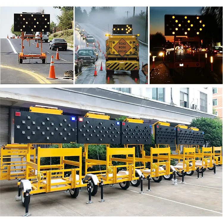 solar Amber Remote Control Traffic Sign Led Arrow Boards trailer