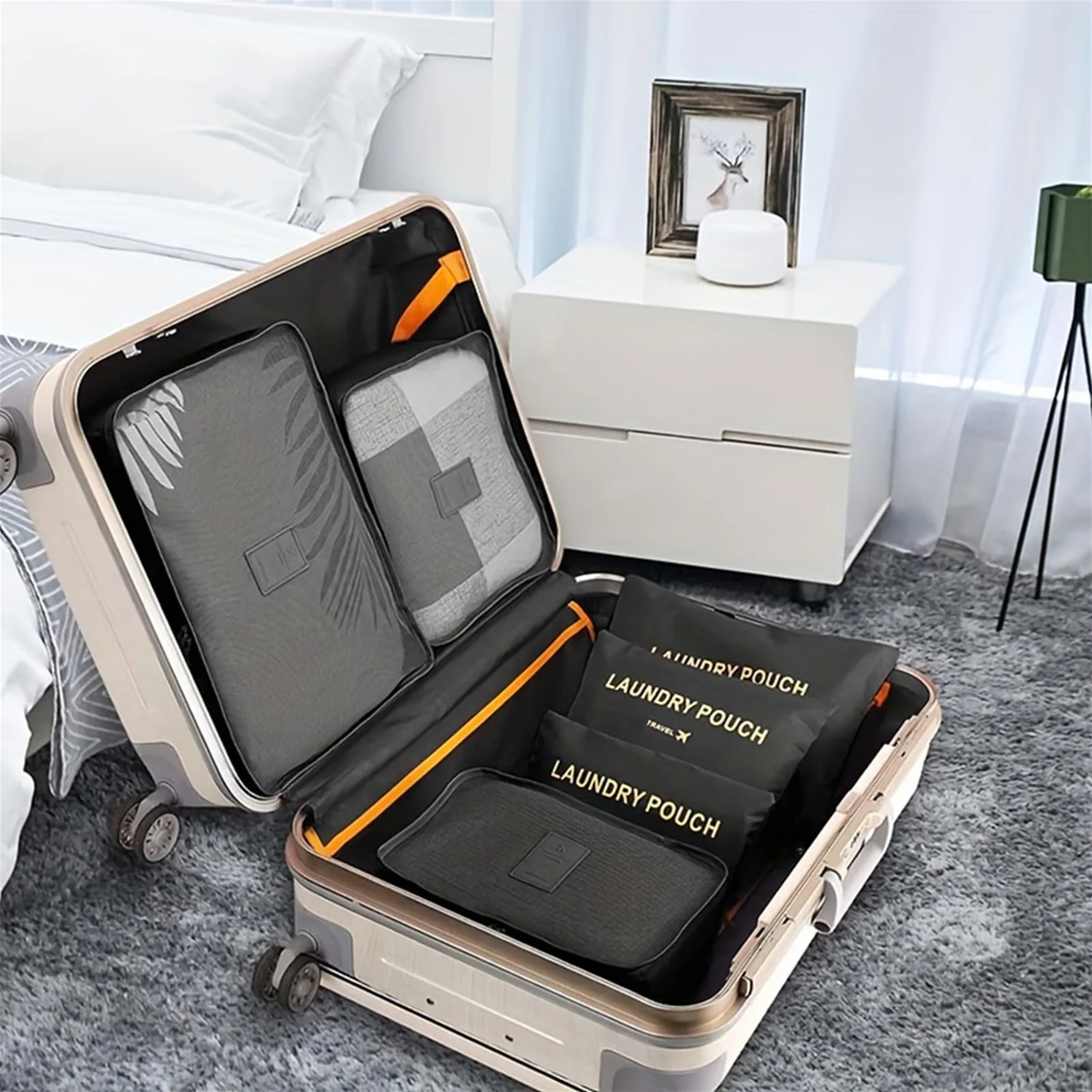 6 Pcs Set Travel Luggage Packing Organizer Travel Essentials Suitcase Organizer Bags Set Packing Cubes for Suitcase