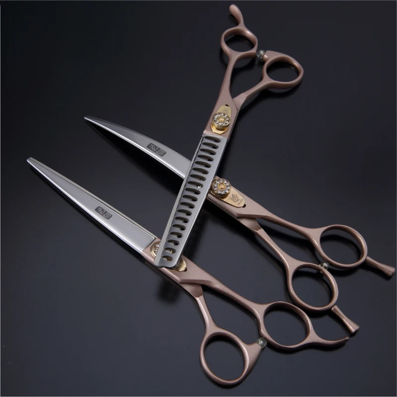 Dog Scissors Set Straight&Thinning&Curved Pet Grooming Scissors Kits Bichon Teddy Bomei Dog Grooming Shears Set Tool Set