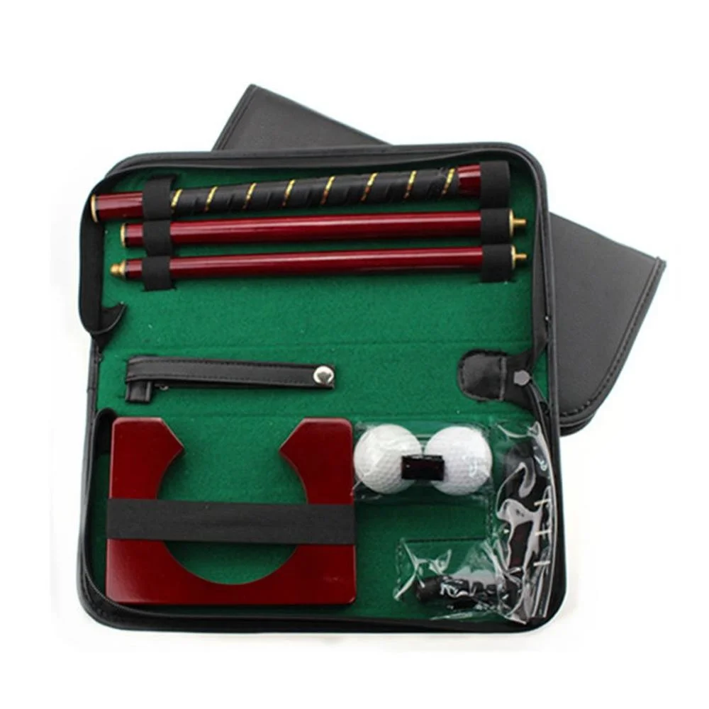 Indoor Mini Golf Putter Set Portable Wooden Golf Gift Set With Foldable Golf Club