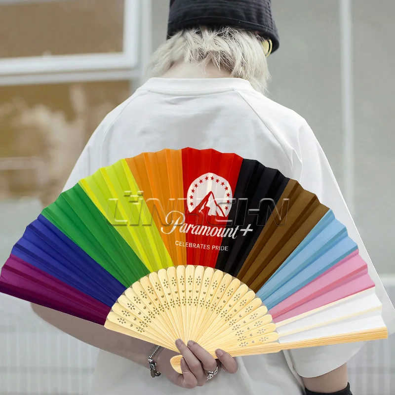 Персонализированные Складные шелковые бамбуковые ручные вентиляторы 21 см