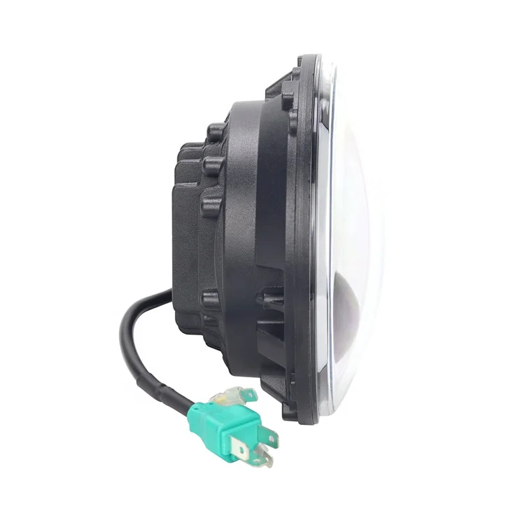 7 Inch Round LED Car Motorcycle Headlight 60W Hi/Low Beam White(Amber) DRL Halo Ring Angle Eyes for Wrangler Suzuki VAZ 2101