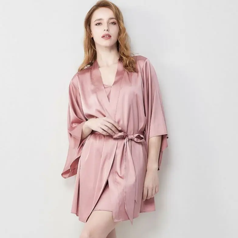 
lyc-2800 Ladies Pajamas Bride Bridesmaid Pure Embroidered Silk Satin kimono Robe 