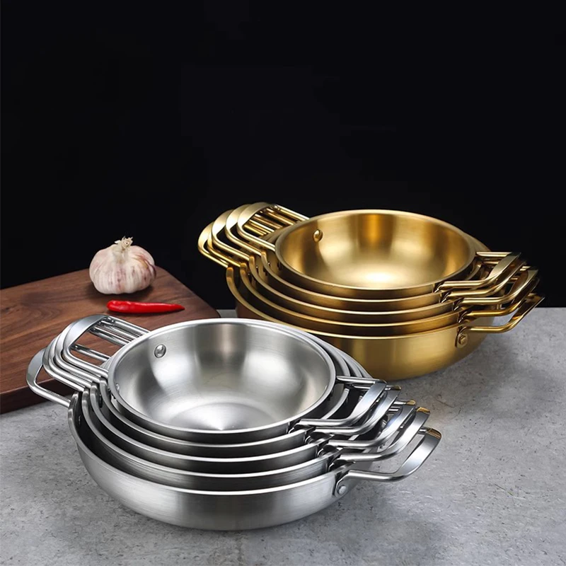 Noodles soup stock pasta ramen pot for crayfish cooking 201 stainless steel hotpot seafood dry pot paella pan