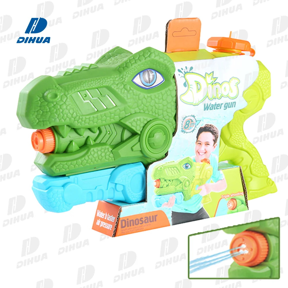 660ml 3 Nozzles Water Gun Shooter Outdoor Toy Summer Game Plastic Funny Triceratops Dinosaur Water Gun Toy for Kids