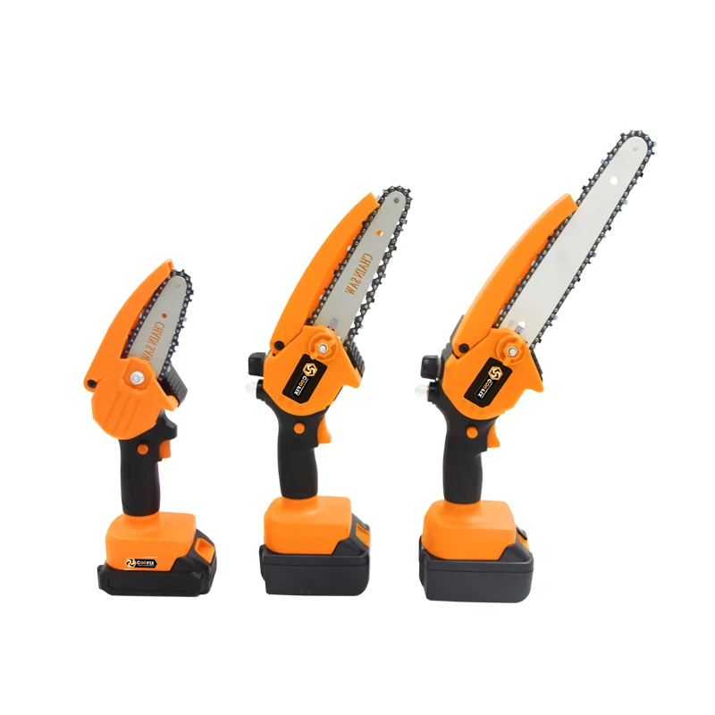 COOFIX Attractive Type Cordless portable small Chainsaw chain saw machine price Red Orange OEM Wood Cylinder Power battery saw