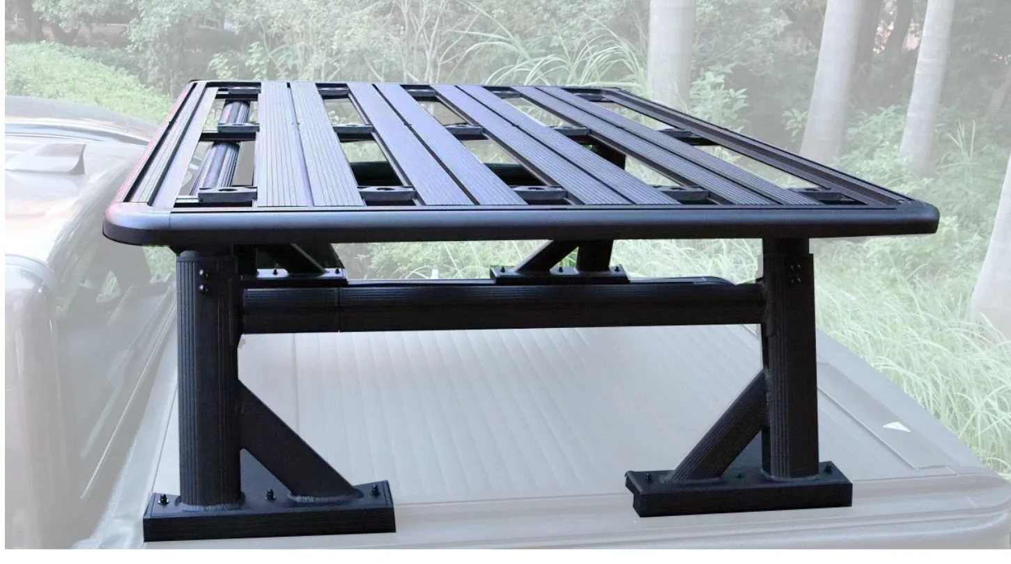 JFC-3002 Hot selling universal aluminum 800lb capacity camion pick up pickuo rear gutter roof truck clamp bed car ladder rack