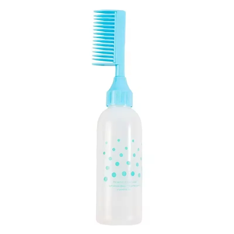 Wholesale 2-in-1 dry cleaning hair dye shampoo bottle with comb 60oz hair color plastic PE oil dye bottle