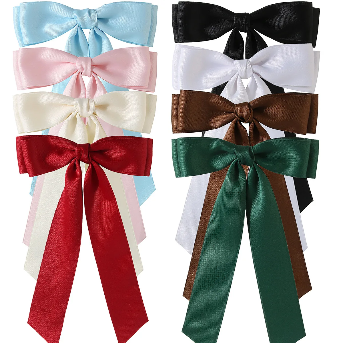 New Women Large Bow Hairpin Bowknot Stain Bow Summer Barrettes Solid Color Ponytail Clip Hair Accessories