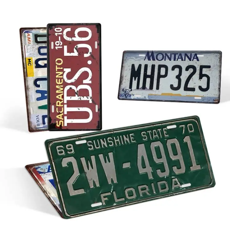 wholesale 15*30cm vintage retro decorative funny metal tin sign Design  mplaque vintage metal tin sign Custom License Plate