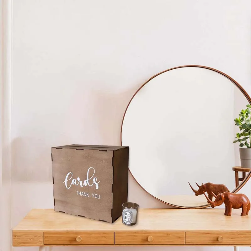 Rustic Wood Gift Card Box Wooden Envelope Money Box for Wedding Reception Party Birthday Baby Shower Graduation Decorations