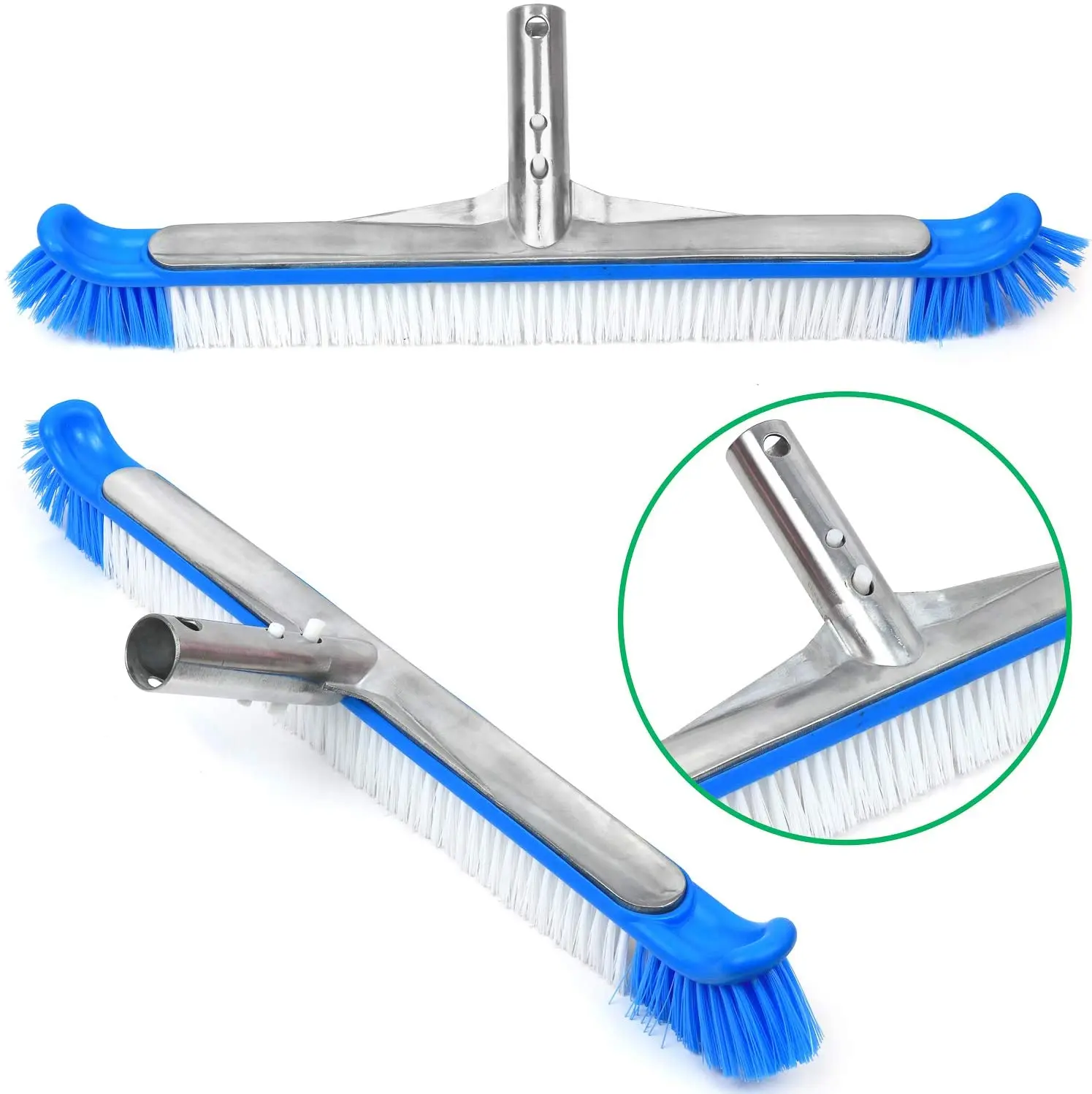 Swimming Pool Brush Steel Wall Waterline Floor Brush with Aluminum Handle Swimming Pool Cleaning Accessories Wall Brush