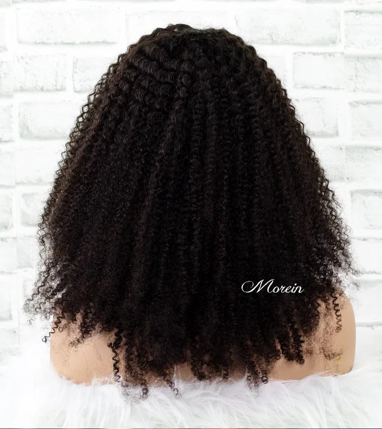 Morein Trend Light Brown Swiss Kinky Curly Full Lace Wigs Raw Brazilian Human Hair Unprocessed Virgin Wig For Women