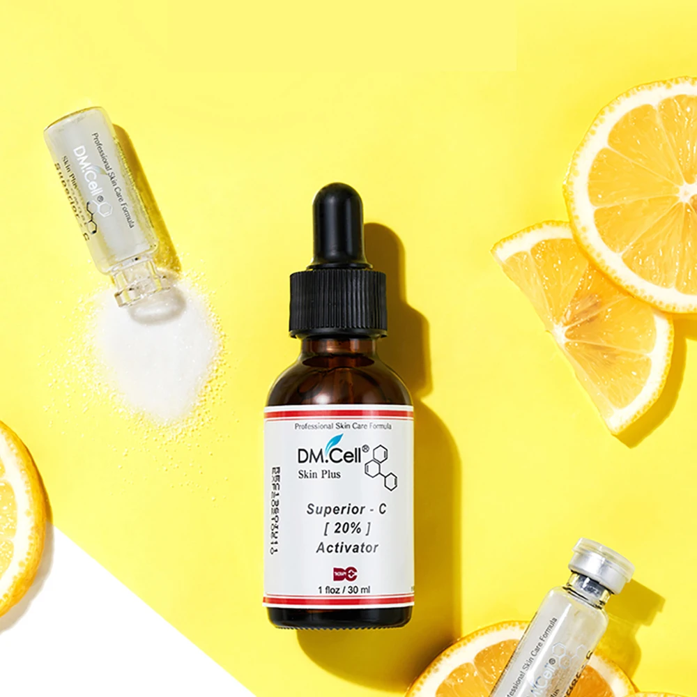 DM.CELL Superior C 20% Kit (Solution 100m + lPowder 10pcs) 100% Ascorbic powder Prevent skin aging Niacinamide Silk Protein