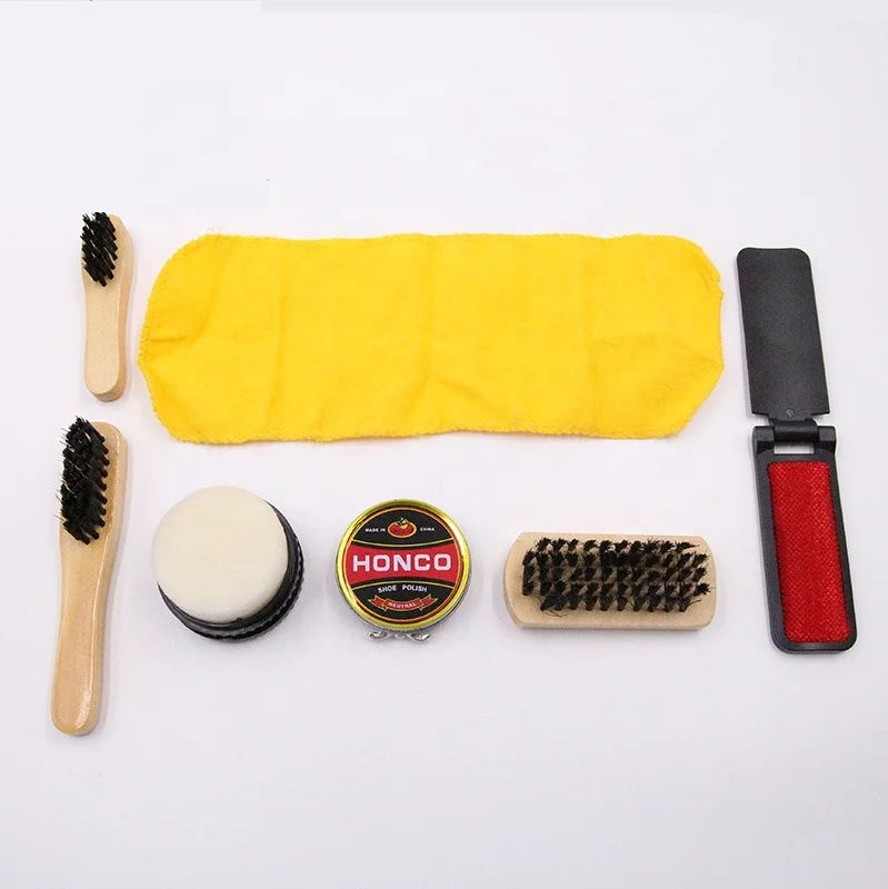 Shoe brush and shoe polish set leather shoe care and maintenance shoehorn kit  iron box