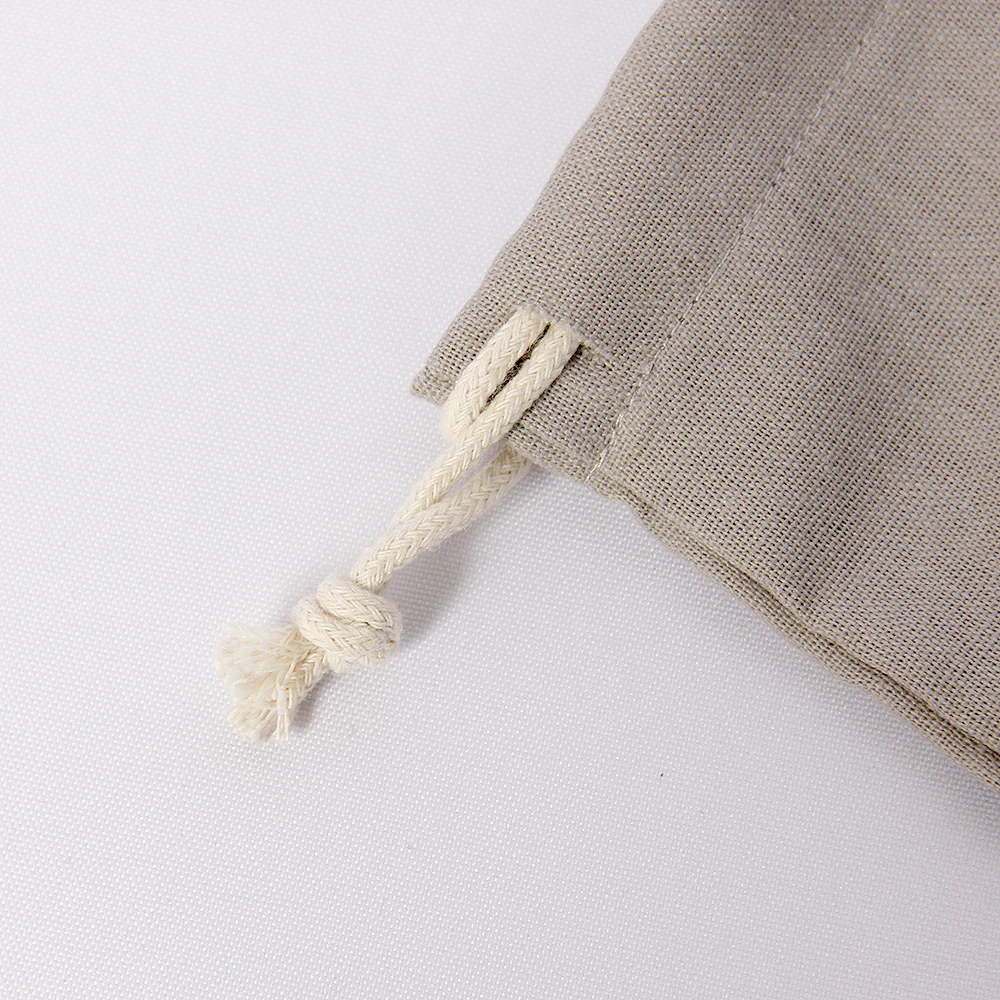 Custom logo Bread drawstring storage bags unbleached natural reusable linen food storage bag for homemade