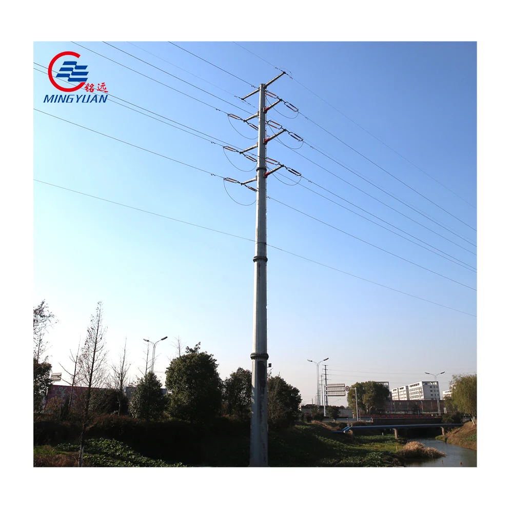 11kv concrete electrical pole hot dip galvanized power transmission tower