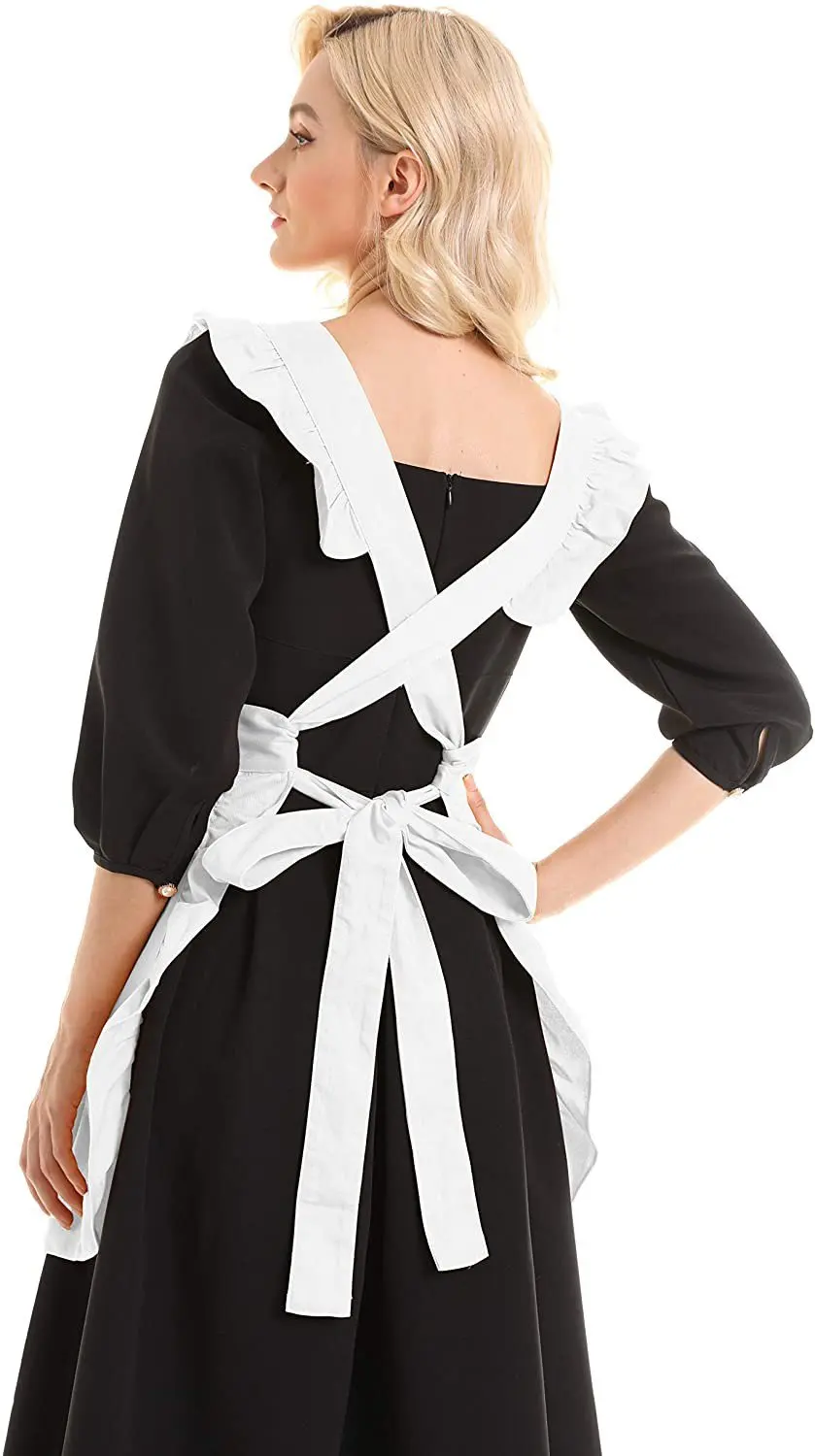 FREE SAMPLE Vintage Adjustable Pleated Apron Kitchen Cooking Baking Maid Costume Two pockets multi-scene multi-purpose apron