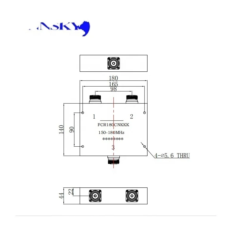 WINNSKY RF Circulator 150MHz-180MHz N Connector Coaxial Package 1000W Large Power 50ohm Custom