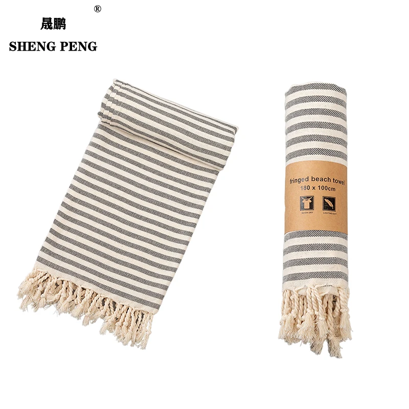 Custom Wholesale Turkish Style Beach Towel Striped Pool Towels for Kids with Logo Print Hot Selling  Export Cheap Price