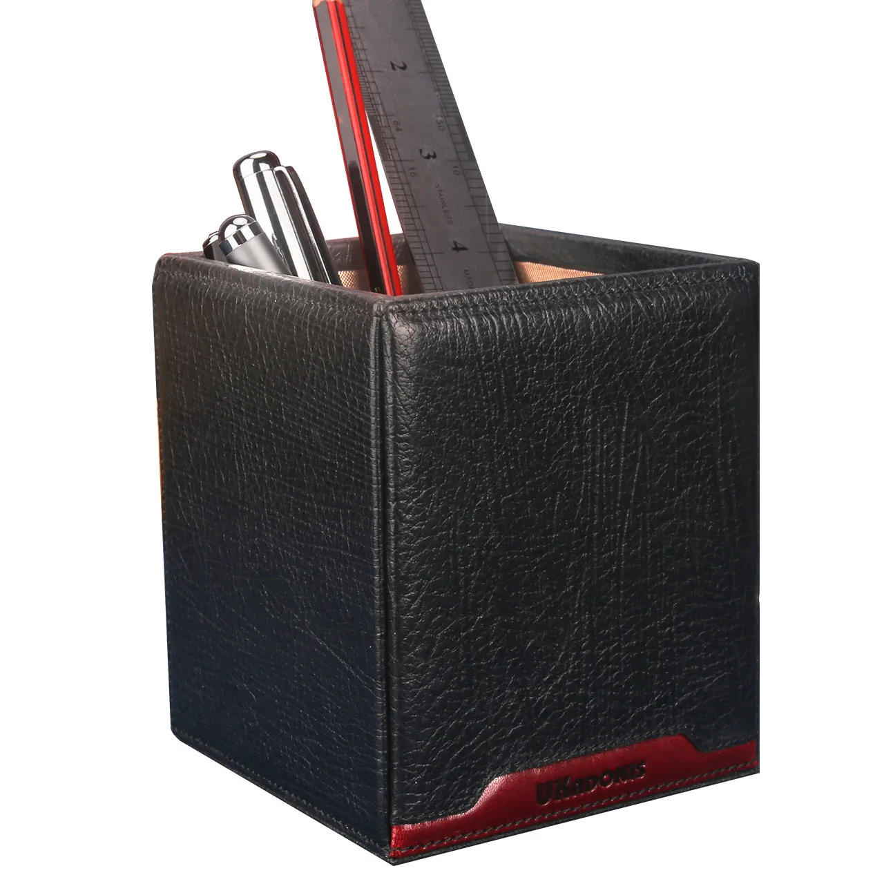 
hot sale leather pen storage box desktop decorate pu pen pot 