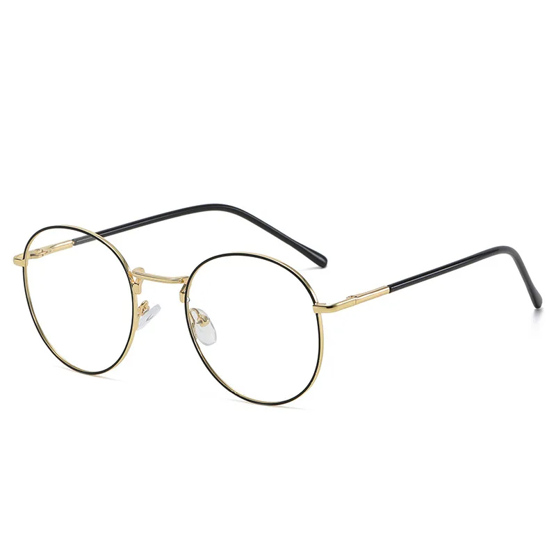 New Fashion Metal Retro Lightweight Round Frame Anti Blue Light Color-Changing Glasses