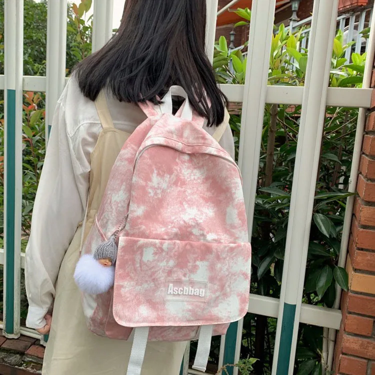 Ins Schoolbag Female Korean Junior High School Backpack Tie Dye Customize Gradient