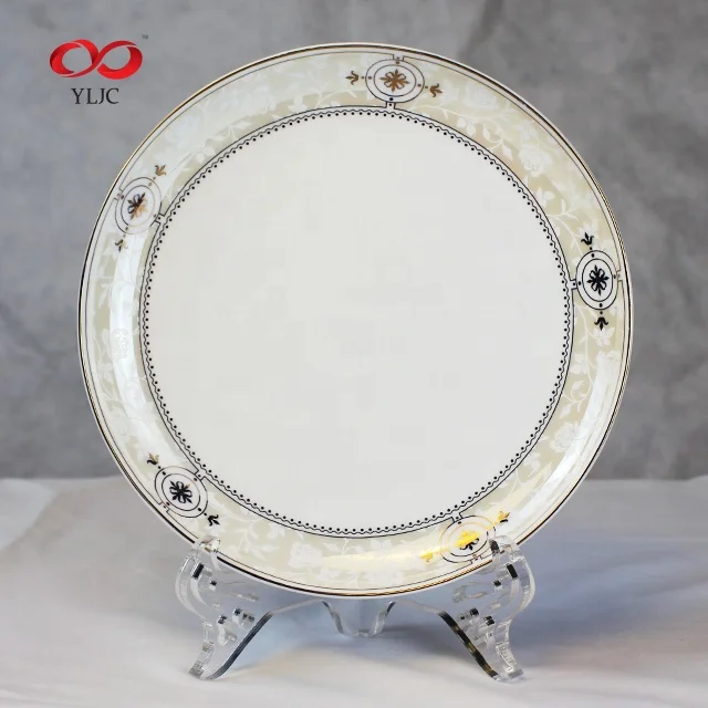 New Design Gold Rimmed Dinner Plate Bone China Sublimation Ceramic 8 Inch Plate
