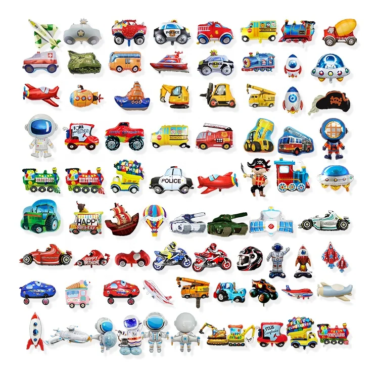 MTF manufacturing cartoon transportation series kids yiwu helium balloons for party decoration in bulk
