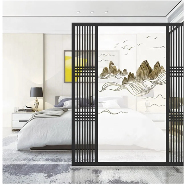 
Bamboo landscape painting Chinese screen porch double sided embroidery room dividers 