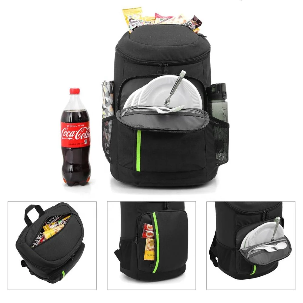 Travel Cooler Backpack Promotional Multifunction 600D Polyester Lunch Cooler  Bag Insulated Water Resistant Leakproof Cooler Bag