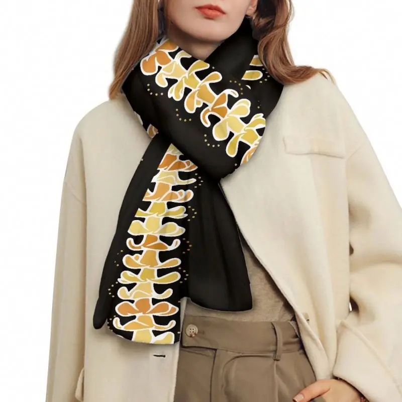 Market Wholesale Print On Demand Thermal Knitted Scarf Puakenikeni Lei Flowers Unisex Long Casual Warmer Scarves